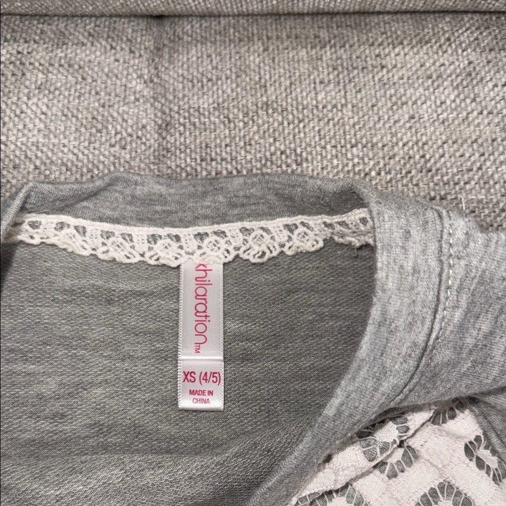 Gray and White Kids Lace Top sweater - Picture 5 of 7